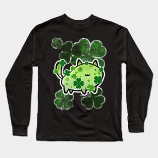 Green Clover Cat Long Sleeve T-Shirt